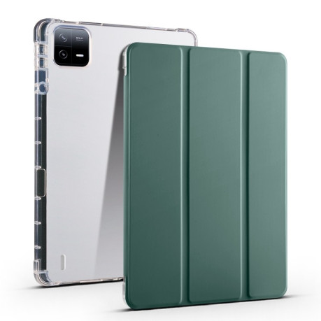 Чехол-книжка 3-fold Clear TPU Smart Leather для Xiaomi Pad 7 / 7 Pro - зеленый