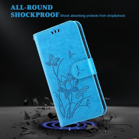 Чехол-книжка Lotus Embossed для iPhone 14 Plus - синий