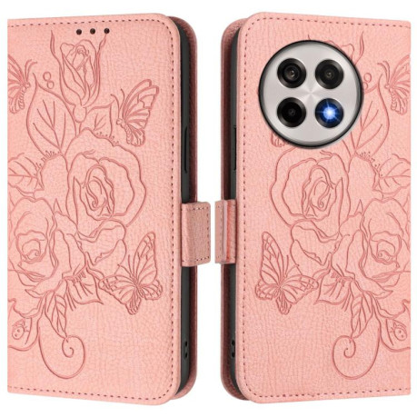 Чехол-книжка Embossed Rose RFID Anti-theft Leather для OnePlus 13R/Ace 5/Ace 5 Pro - розовый