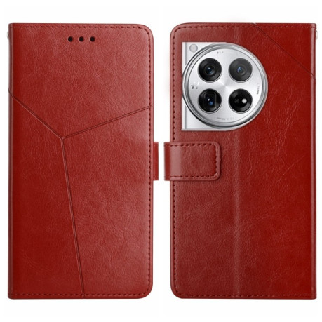 Чехол-книжка Y-shaped Pattern для OnePlus 12R 5G Global - коричневый