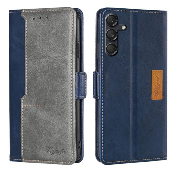 Чехол-книжка с магнитной застежкой и контрастной отделкой на Samsung Galaxy M55 5G - Blue + Grey
