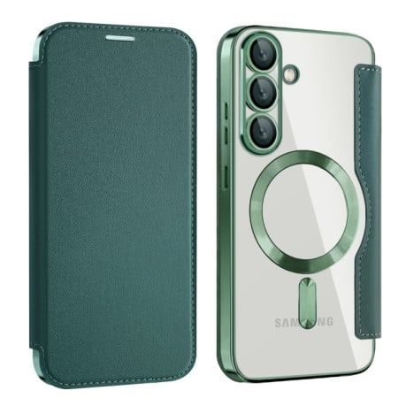Чохол-книжка Shield MagSafe RFID Anti-theft Leather для Samsung Galaxy S25 5G - зелений