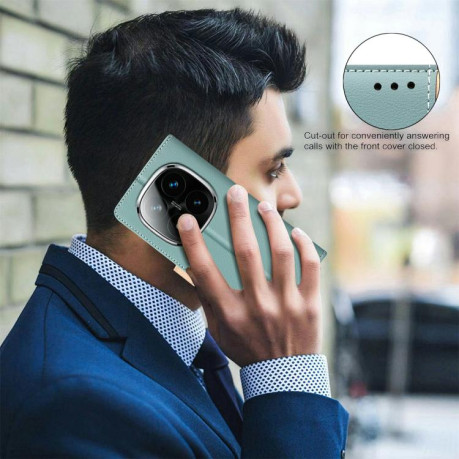 Чохол-книжка Color Matching RFID Anti-theft Leather для Xiaomi Redmi Note 14 Pro 4G - зелений