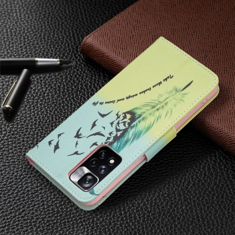 Чехол-книжка Colored Drawing Pattern для Xiaomi Redmi Note 11 Pro/ Note 12 Pro 4G - Feather