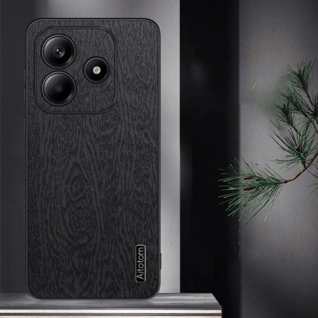Чехол Tree Bark Leather Shockproof для Xiaomi Redmi Note 14 5G - серый