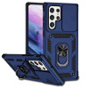 Противоударный чехол Sliding Camshield Card для Samsung Galaxy S22 Ultra 5G - синий