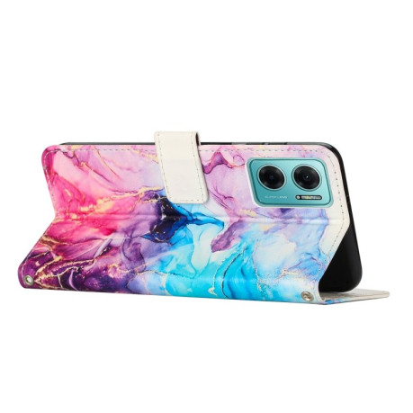 Чохол-книжка Painted Marble Pattern для Xiaomi Redmi Note 11E/Redme 10 5G - розово-синій
