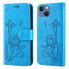 Чехол-книжка Lotus Embossed для iPhone 14 Pro Max - синий