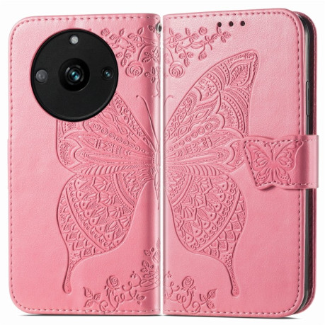 Чохол-книжка Butterfly Love Flower Embossed на Realme 11 Pro 5G/11 Pro+ 5G - рожевий