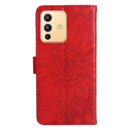 Чехол-книжка Embossed Sunflower для Vivo S12 / V23 5G - красный