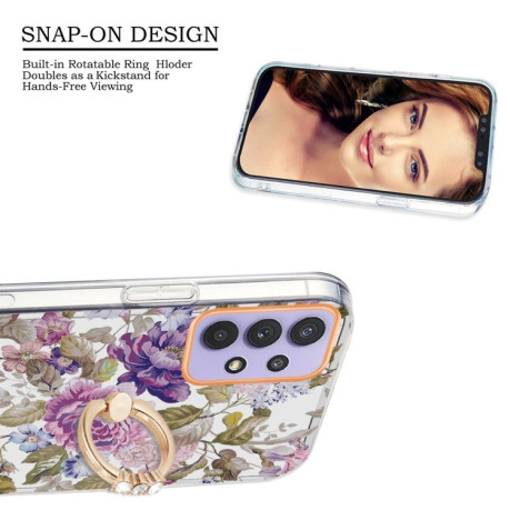 Противоударный чехол Ring IMD Flowers для Samsung Galaxy A13 4G - Purple Peony