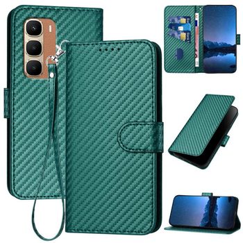 Чехол-книжка Carbon Fiber Texture на Infinix Hot 70 5G — тёмно-зелёный