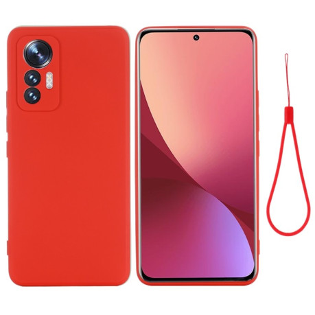 Чехол Solid Color Liquid Silicone на Xiaomi 12 Lite - красный