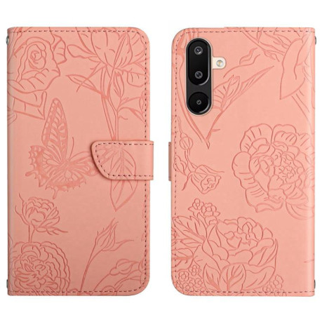 Чехол-книжка Embossed Butterfly для Samsung Galaxy M16 5G - розовый