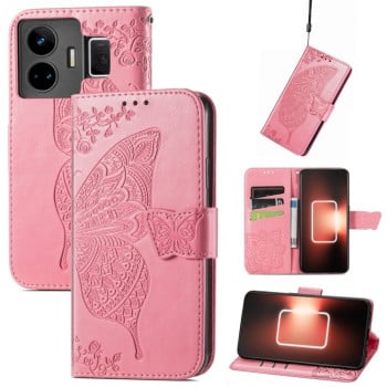 Чохол-книжка Butterfly Love Flower Embossed на Realme GT Neo 5 5G / GT3 5G - рожевий