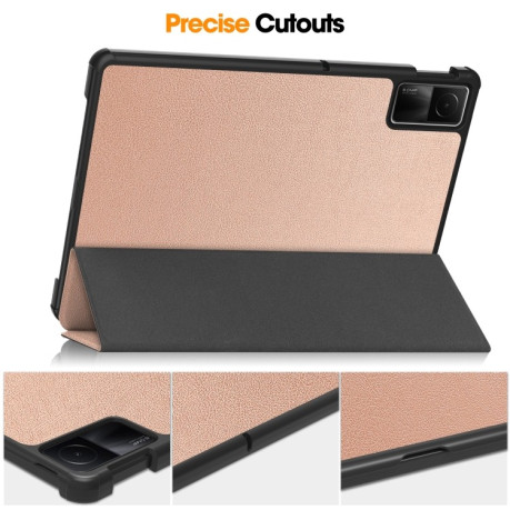 Чехол-книжка Solid Color Custer для Xiaomi Redmi Pad SE - розовое золото