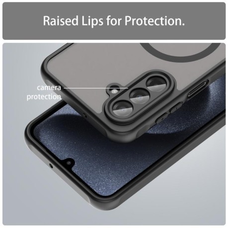 Противоударный чехол Fan Dun Series TPU Hybrid PC Frosted Magsafe для Samsung Galaxy A17 5G - черный