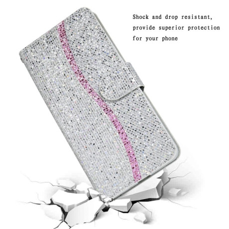 Чохол-книжка Powder Glitter для Xiaomi Poco C40/Redmi 10c - сріблястий