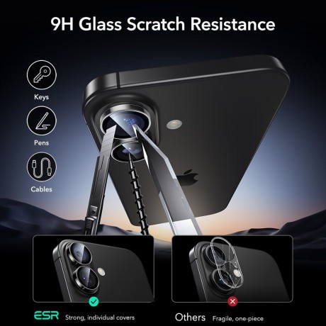Захисне скло на камеру ESR Armorite Camera на iPhone 16 / 16 Plus / 17 - Transparent