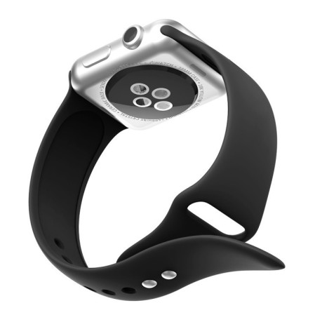 Спортивный ремешок Double Rivets Silicone Watch Band на Apple Watch Series 3 &amp; 2 &amp; 1 38mm -черный