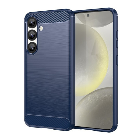 Протиударний чохол Brushed Texture Carbon Fiber для Samsung Galaxy S25 5G - синій