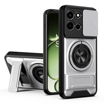 Противоударный чехол Lens Sliding Window Multifunctional Magnetic Shockproof со шторкой камеры на OnePlus Nord 6 5G — титановый