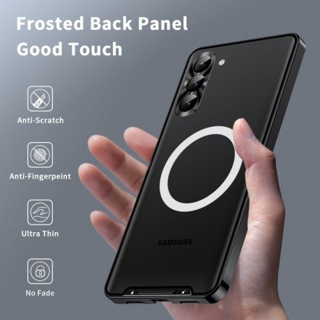 Противоударный чехол Frosted Meta (MagSafe) для Samsung Galaxy S24 - черный
