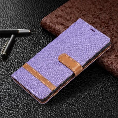 Чехол-книжка Color Matching Denim Texture на Samsung Galaxy S22 Ultra 5G - фиолетовый