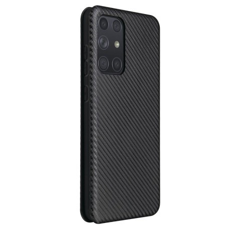 Чехол-книжка Carbon Fiber Texture на Samsung Galaxy A72 - черный