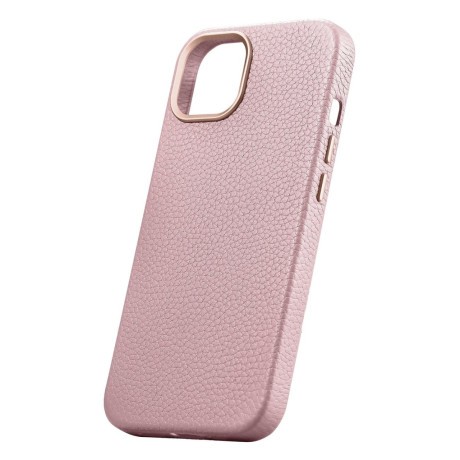Кожаный чехол iCarer Litchi Premium для iPhone 14 Plus - розовый