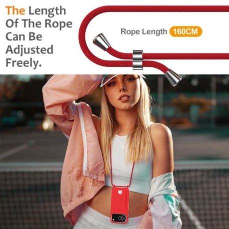 Силиконовый чехол Integrated Card Bag Solid Color Liquid Silicone на iPhone 17 Pro Max - красный