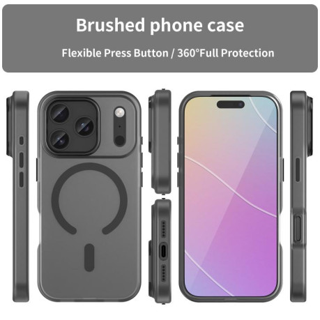 Противоударный чехол MagSafe Frosted Translucent TPU + PC для iPhone 17 Pro - черный