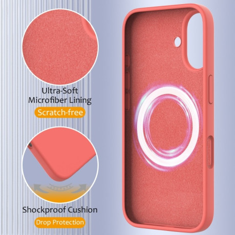 Силиконовый чехол Shockproof Silicone Magsafe для iPhone 16 Plus - оранжево-розовый