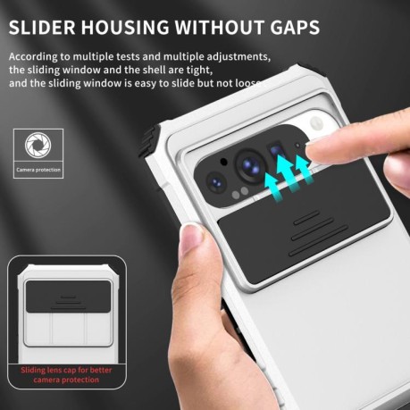 Противоударный чехол Stereoscopic Holder Sliding для Google Pixel 9 Pro XL - белый