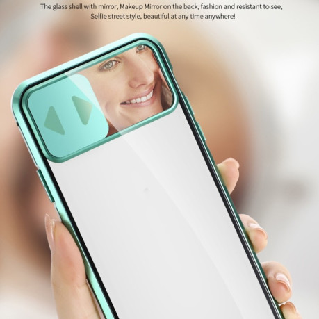 Двусторонний магнитный чехол Sliding Lens Cover Mirror Design на iPhone 12 mini-серебристый