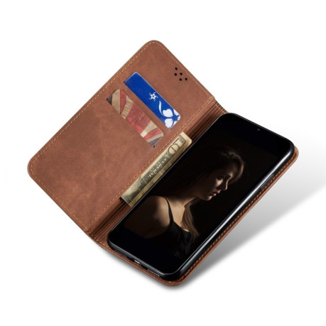 Чохол книжка Denim Texture Casual Style на Xiaomi Redmi 14C 4G/Poco C75/Redmi A4 5G - коричневий