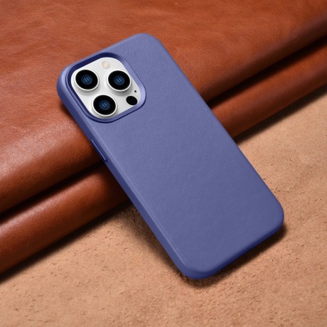 Шкіряний чохол iCarer Genuine Leather (MagSafe) для iPhone 14 Pro - фіолетовий