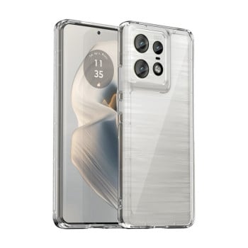 Противоударный чехол  Colorful Acrylic Series с цветной силиконовой боковиной на Motorola Moto Edge 50 Pro - прозрачный