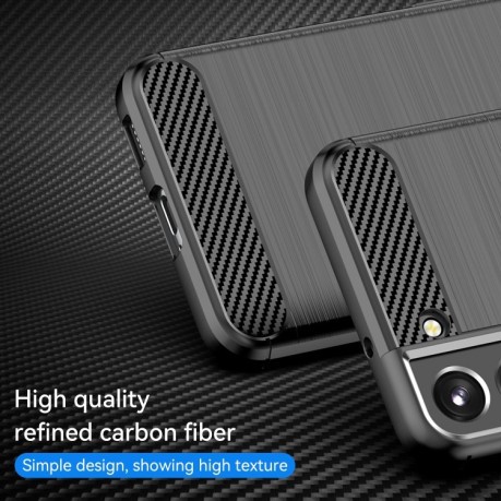 Противоударный чехол Brushed Texture Carbon Fiber на Samsung Galaxy S23 Ultra 5G - черный