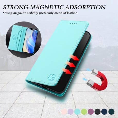 Чехол-книжка RC01 Dual-Folded Magnetic Suction RFID на Xiaomi Redmi 15 5G / 4G EU 171mm  - зеленый