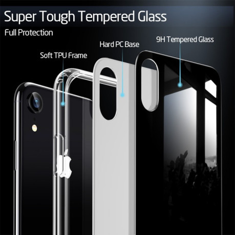 Противоударный стеклянный чехол ESR Mimic Series на iPhone XR-черный