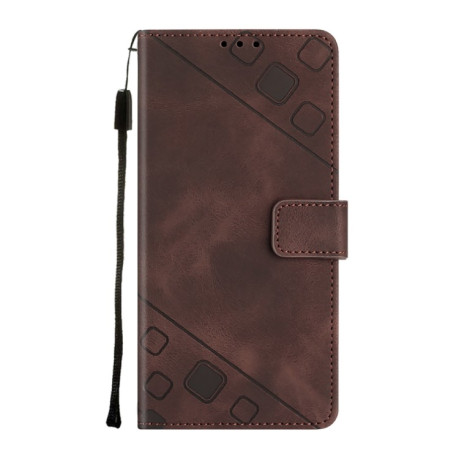 Чехол-книжка Skin-feel Embossed на Xiaomi Redmi 12C / 11A 4G - коричневый