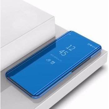 Чехол книжка Clear View на Samsung Galaxy Note 10 Electroplating Mirror- небесно- голубой