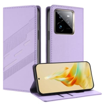 Чехол-книжка Embossed Multi-functional Wallet Retro Leather на Realme GT7 Pro - фиолетовый