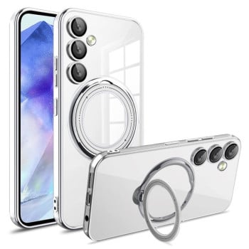 Протиударний чохол Electroplating MagSafe 360 Degree Rotation для Samsung Galaxy A55 - сріблястий