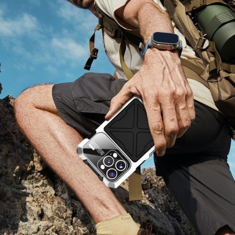 Противоударный чехол R-JUST Life Waterproof для iPhone 16 Pro Max - серебристый