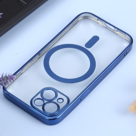 Протиударний чохол MagSafe Electroplating Straight для iPhone 14 Plus - темно-синій
