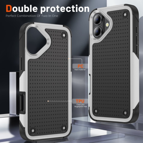 Чохол протиударний PC + TPU Shockproof Protective для iPhone 16 - біло-чорний