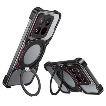 Металевий бампер Mechanical Arm Borderless MagSafe Holder Metal на Xiaomi 15 Pro - чорно-червоний