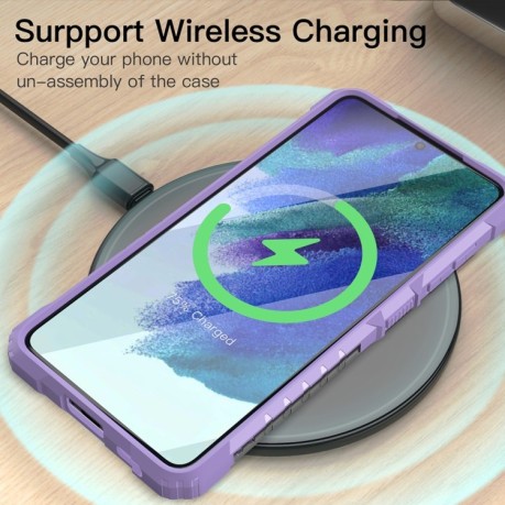 Противоударный чехол Metal Ring Holder на Samsung Galaxy S21 FE - фиолетовый